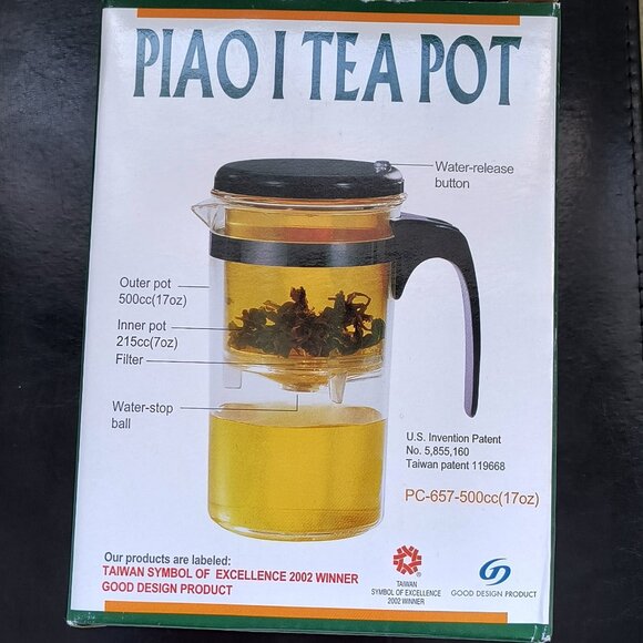 PIAO I Glass Personal Size 500cc Travel Size Tea Pot Stainless Steel Filter - Picture 1 of 4